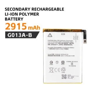 Secondary Rechargeable Li-Ion Polymer Battery,  2915 mAh, G013A-B